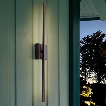 Vara 28" Modern Minimalist Indoor/Outdoor Metal 350-Degree Rotatable Dimmable Integrated LED Wall Sconce - JONATHAN Y